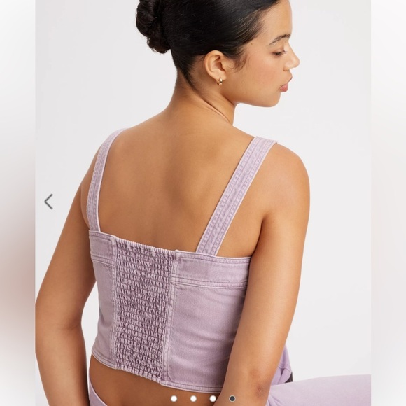 NWT Levi’s Drea Corset Denim Jean Buttoned Purple Tank Crop Top Size Small - Picture 4 of 15